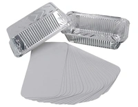 Aluminium Foil Container Box with Lid Pack for Food Packing, Baking, Takeaway | Disposable Foil Box for Meal Prep Storage Kitchen | Use and Throw Food Parcel Containers - Large, Silver