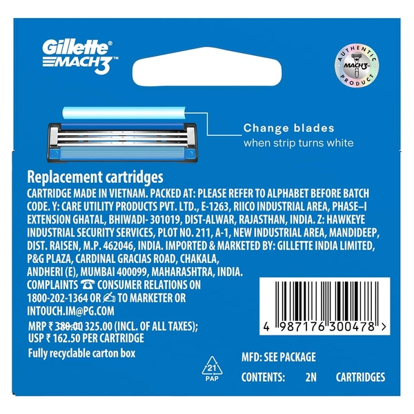Gillette Mach 3 Manual Shaving Razor Blades - 2s Pack (Cartridge)