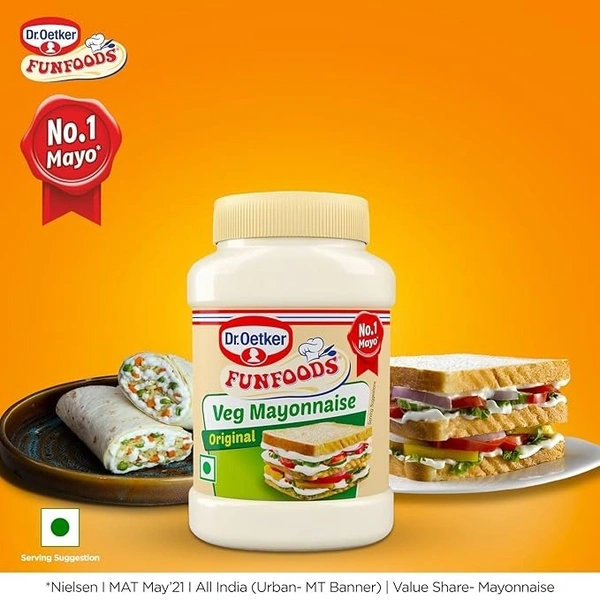 Dr. Oetker FunFoods Veg Mayonnaise Original, 250 grams, Creamy Mayo