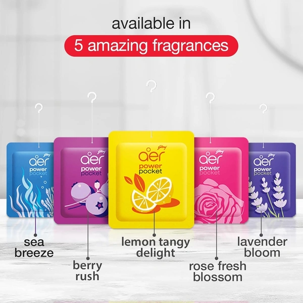 Godrej aer Power Pocket Tangy Delight (10G) | Air Freshener - Bathroom And Toilet | Lasts 30 Days - Tangy Delight