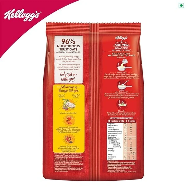 Kellogg's Oats, Rolled Oats, High in Protein and Fibre, Low in Sodium, 900gram/990gram Pack