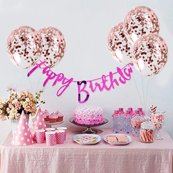 Happy Birthday Party Cursive Metallic Banner  - Red