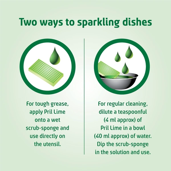 Pril Lime Liquid Dishwash Gel - 2 L | Dish Cleaning Liquid Gel with German Technology - Active Power Molecules Leaves No Residue, Grease Cleaner For All Types of Utensils 8902102163701 - 2 l, Pastel Green