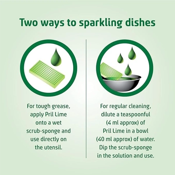 Pril Lime Liquid Dishwash Gel - 225ml | Dish Cleaning Liquid Gel with German Technology - Active Power Molecules Leaves No Residue, Grease Cleaner For All Types of Utensils 8902102163688