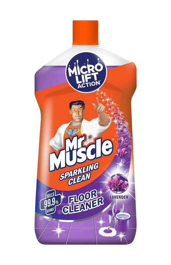 Mr. Muscle Floor Cleaner Liquid, Lavender, 1000ml | Disinfects and Restores Shiny Floors | Kills 99.9% Germs