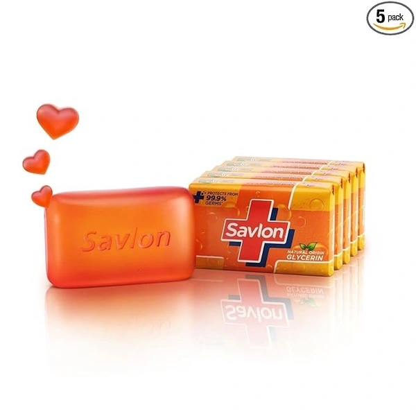 Savlon Moisturizing Glycerin soap bar with germ protection, Pack of 5-120g each - 120*5