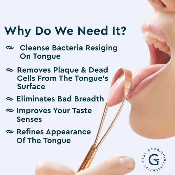 GUBB Copper Tongue Cleaner For Kids & Adults | For Fresh Breath & Bacteria Removal | Improved Taste Sense & Oral Hygiene | Ayurvedic Tongue...