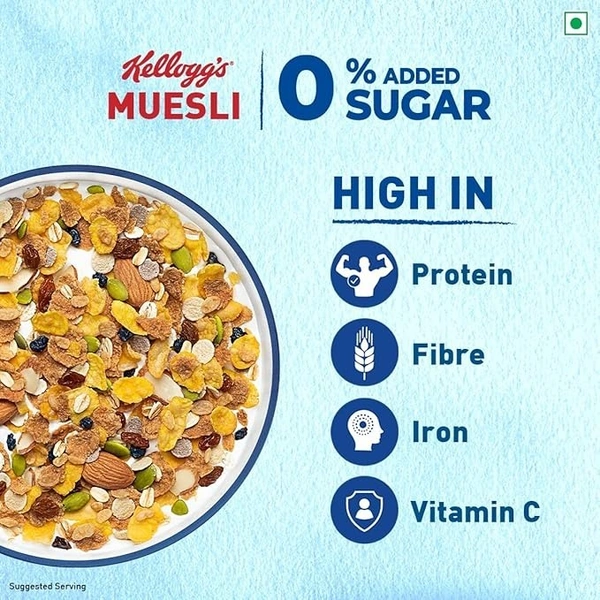 Kellogg's Muesli 0% Added Sugar 500 G | 12-In-1 Power Breakfast | India's No. 1 Muesli