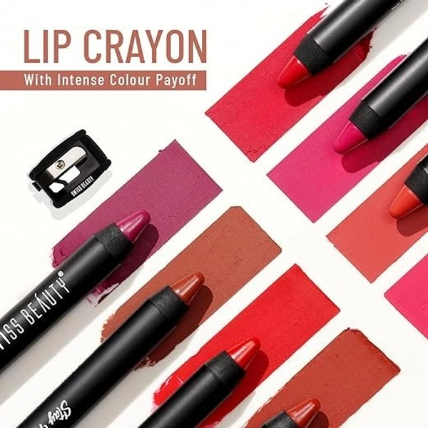 Swiss Beauty Matte Long Lasting Stay Maxx Lip Crayon Crayon Lipstick - 3.5g, Red Flag