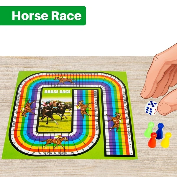 Ratna's Lovely-9 Multi Board Game Set, 9-in-1 Family Games Collection Including Brainvita, Snakes Ladders, Ludo, Cricket, Car Rally, Football, Tic Tac Toe & More, 1-4 Players - ‎20 x 20 x 0.1 cm, Multi-color