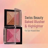 Swiss Beauty Mini Baked Shimmer Blusher And Highlighter Palette For Face Makeup| Multicolor-5, 7 Gm | - 7g