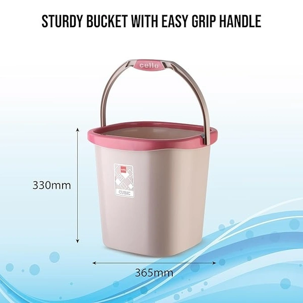 Cello Cubic Bathroom Set | Sturdy and Durable | Cubic Set | Lightweight and Rigid | Easy to Clean and Attractive Design - 18 LTR, Multi-Color