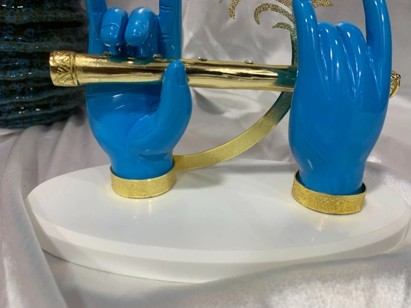 SOUL ART 24KT Gold Plated Krishna Hand in Blue Color