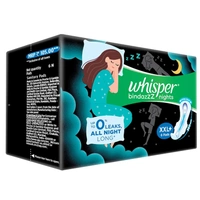 Whisper Bindazzz Night Koala Soft Sanitary Pads|Pack of 6 thin Pads|XXL+|upto 0% Leaks|60% Longer & wider back|Soft topsheet|36 cm Long|With disposable wrap 