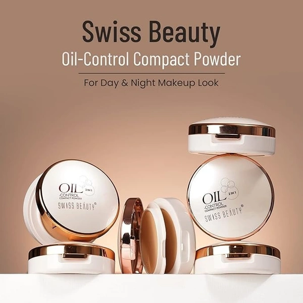 Swiss Beauty Oil Control Compact Powder | Lightweight Compact Powder For Matte Flawless Finish | Face Makeup - 20 Gm, Skin Beige