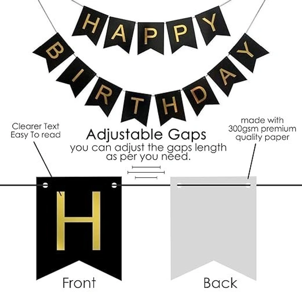 Happy Birthday Banner - Black