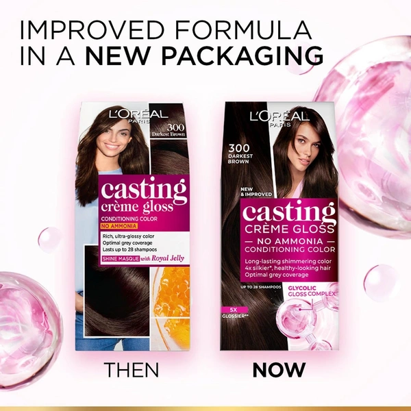L Oréal Paris Casting Creme Gloss Small Pack Hair Colour Cream, 200 Ebony Black, 20g+20ml+5g 8901526105786
