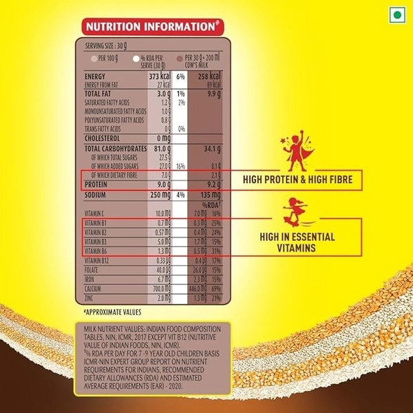 Kellogg's Multigrain Chocos, 385G | Multigrain Energy, More Chocolatey | No-Maida | Power Of 5 Nutrients Protein, Fibre, Iron, Calcium, Vitamins | Kids Breakfast Cereal