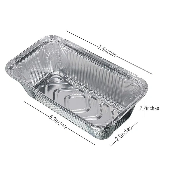 Aluminium Foil Container Box with Lid Pack for Food Packing, Baking, Takeaway | Disposable Foil Box for Meal Prep Storage Kitchen | Use and Throw Food Parcel Containers - Large, Silver