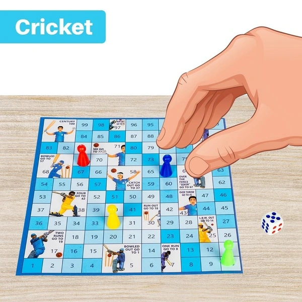 Ratna's Lovely-9 Multi Board Game Set, 9-in-1 Family Games Collection Including Brainvita, Snakes Ladders, Ludo, Cricket, Car Rally, Football, Tic Tac Toe & More, 1-4 Players - ‎20 x 20 x 0.1 cm, Multi-color