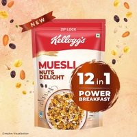 Kellogg's Muesli Nuts Delight 500 G | 12-In-1 Power Breakfast | India'S No. 1 Muesli | Multigrain Breakfast Cereal|Almond