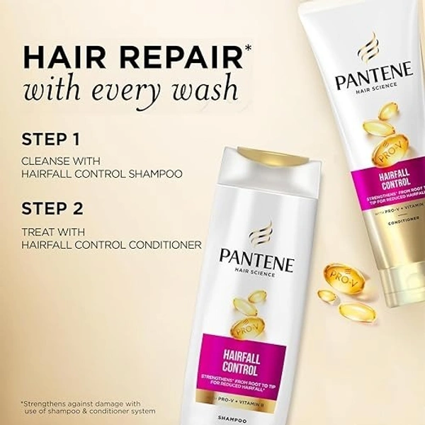 Pantene Advanced Hairfall Solution, Hairfall Control Shampoo, Pack of 1, 340ML, Pink