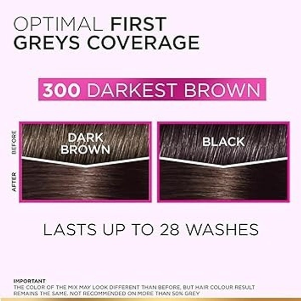 L'Oréal Paris Casting Crème Gloss Hair Color With Glycolic Gloss Complex  5X Glossier Hair Color | Shade 300 - Darkest Brown | 45ml  8901526105786