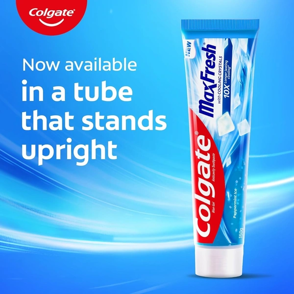 Colgate MaxFresh Breath Freshner Oral Care Toothpaste, 300g Saver Pack (150g x 2), Peppermint Ice, Blue Gel Paste with Menthol & Cooling crystals for bad breath control - 300g