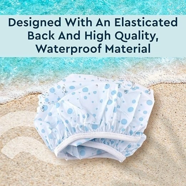 GUBB Dotted Printed Reusable Shower Cap for Men and Women (White) - Stylish and Waterproof Hair Protection with Elastic Band for a Luxurious and Hassle-Free Shower Experience - White