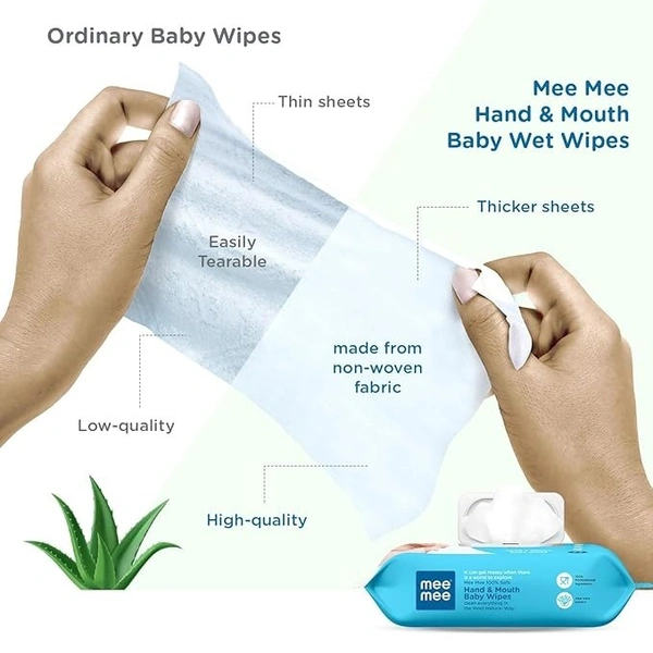 Mee Mee Gentle Hand and Mouth Baby Wipes (White, 1 Pack, 72 Pieces) 