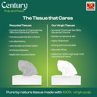 Century 2 Ply 100% Virgin Pulp Soft Facial Tissue Box | Car Tissue - 100 Pulls Per Roll - 20 * 16 cm, White