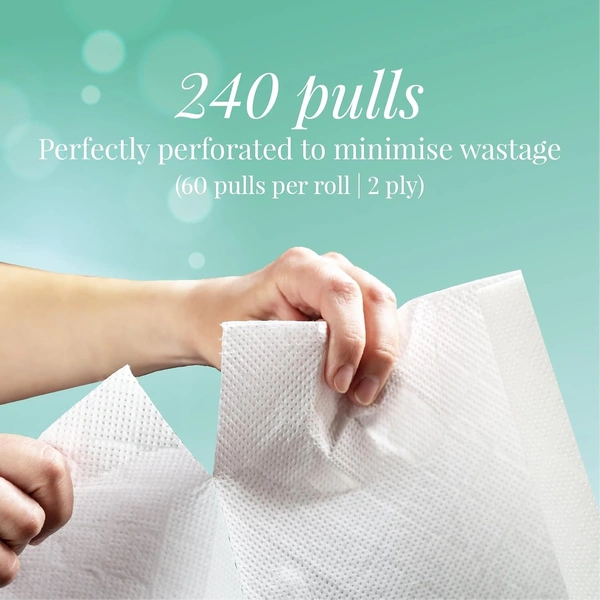 Origami Kitchen Roll pack of 4, 60 Pulls each 2 ply (Total 4 Rolls, 240 Sheets)