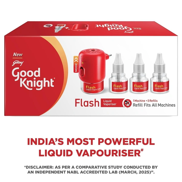 Good Knight Flash Liquid Vaporiser Combo Pack | Machine + Pack of 2 Refills | 2X Faster Than Before | Mosquito Repellent Refill | India s Most Powerful Liquid Vaporizer