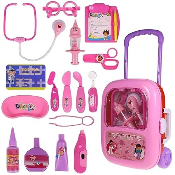 Disney MIckey Doctor Play set Kit Suitcase Trolley Set  - 53*24.5*63 cm, PInk
