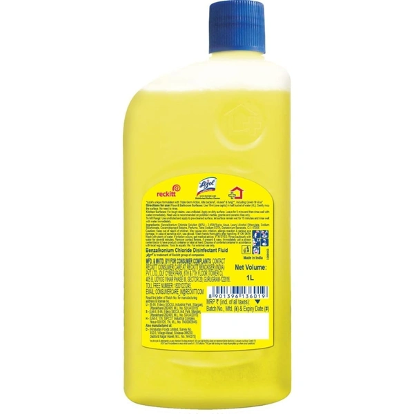 Lizol Disinfectant Surface & Floor Cleaner Liquid, Citrus - 1 Litre | Suitable for All Floor Cleaner Mops | Kills 99.9% Germs| India's #1 Floor Cleaner
