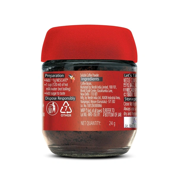 NESCAFE Classic Instant Coffee Powder | Great start to your morning | 100% Pure Coffee | 24g Ja