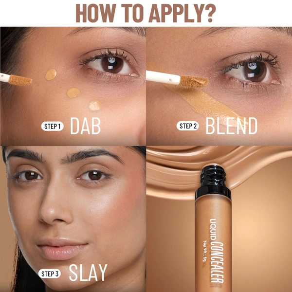 Swiss Beauty Liquid Light Concealer With Full Coverage |Easily Blendable Concealer For Face Makeup With Matte Finish  - 6g, Light Moyen