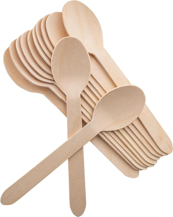  Disposable Wooden Spoons | Wooden Dining Tableware Spoons Set | Ideal for Birthday, Wedding, Events & Party Packof 25 pcs