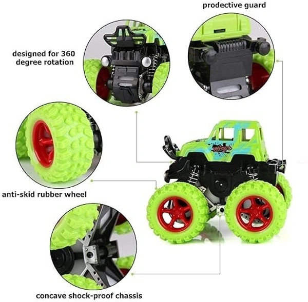 4*4 Mini Monster Car Truck Toy for Kids | Friction Powered Rock Crawler Truck | Rubber Spring Shock Absorber Car Toy | Ideal Gift for Kids - Multicolor - Green
