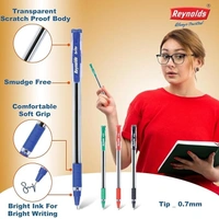 Reynolds BRITE Ball Pen SET - 5 Red PENS WITH COMFORTABLE GRIP |BALL PENS FOR WRITING | PEN FOR STUDENTS & OFFICE STATIONERY | 0.7 mm TIP SIZE - red