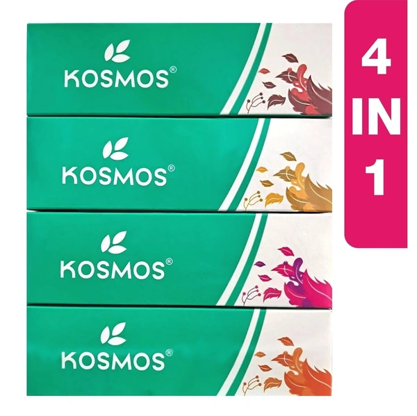 Kosmos Soft Touch Facial Tissues, 4-Pack (75 Pulls/Box, 150 Sheets/Box), 100% Virgin Pulp, Ultra-Soft & Absorbent, 17x20 cm - Hypoallergenic, Eco-Friendly, Gentle for Sensitive Skin