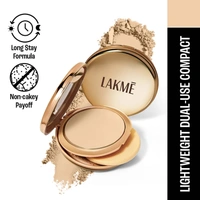  Home / makeup / face / compact Lakme Lakme Unreal Dual Cover Pressed Powder 2 In 1 Compact + Foundation  - 9 g, Classic Ivory