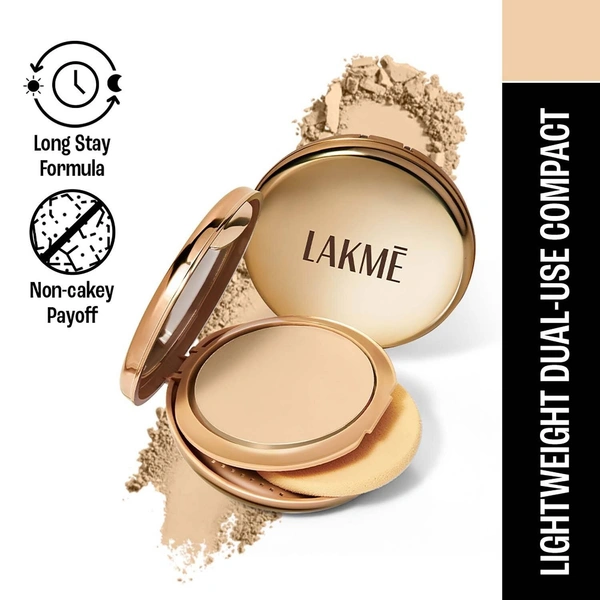  Home / makeup / face / compact Lakme Lakme Unreal Dual Cover Pressed Powder 2 In 1 Compact + Foundation  - 9 g, Classic Ivory