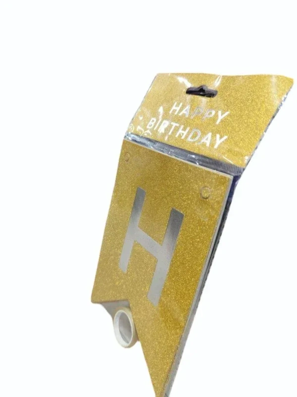 Happy Birthday Paper Banner, For Birthdays - Golden