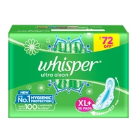 Whisper Ultra Clean Sanitary Pads For Women, Xl+ 50 Napkins And Whisper Night Xxxl 20 4987176237170