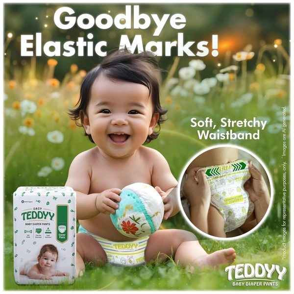 TEDDYY Baby Easy Pant Diapers Large 62  Count (Pack of 1), 9-14 kgs, 10 hrs Leak Protection, Anti - Bacterial - L