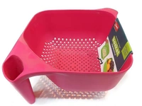 Apex Hard Plastic Vegetable Fruit Basket Rice Wash Sieve Washing Bowl - Red
