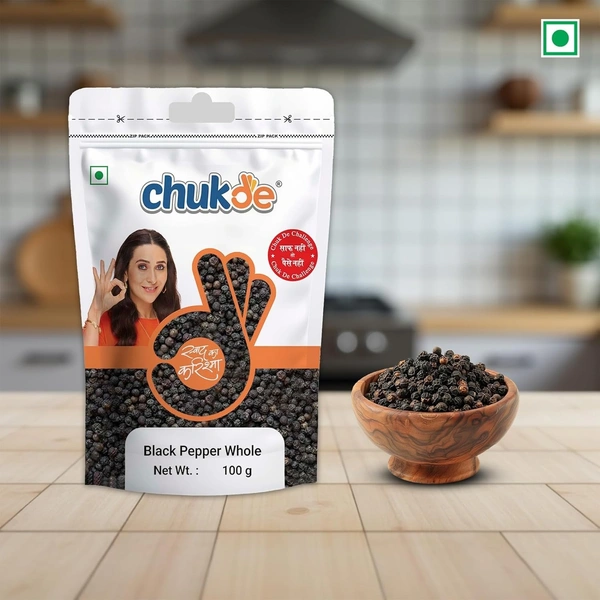 Chukde Kaali Mirch Sabut, Black Peppercorns Whole Spices, 100g - 100g