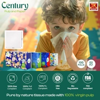 Century 2 Ply 100% Virgin Pulp Soft Facial Tissue Box | Car Tissue - 100 Pulls Per Roll - 20 * 16 cm, White