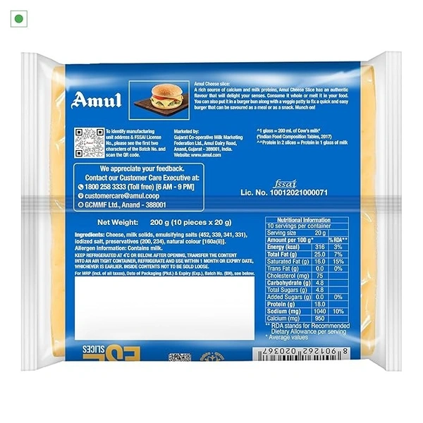 Amul A+ Cheese Slices, 200g - 200g